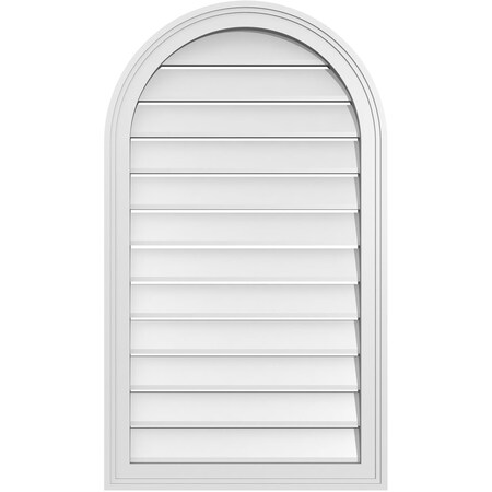 Ekena Millwork Round Top Surface Mount PVC Gable Vent: Functional, w/ 2"W x 1-1/2"P Brickmould Frame, 22"W x 38"H GVPRT22X3802SF
